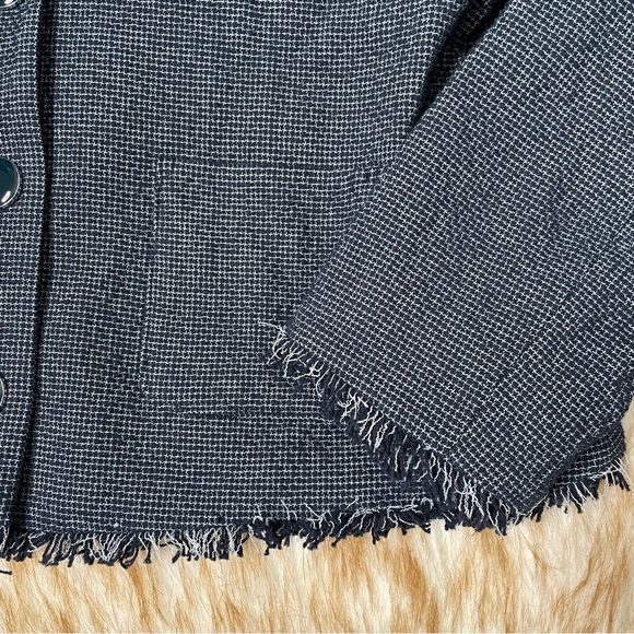Ann Taylor factory blue tweed fringe trim blazer - Picture 6 of 6